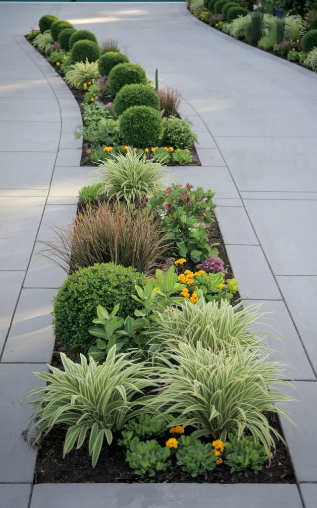 Define the driveway with planting strips 🚗