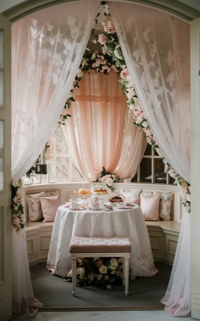 Drape sheer curtains around the seating nook 🤍