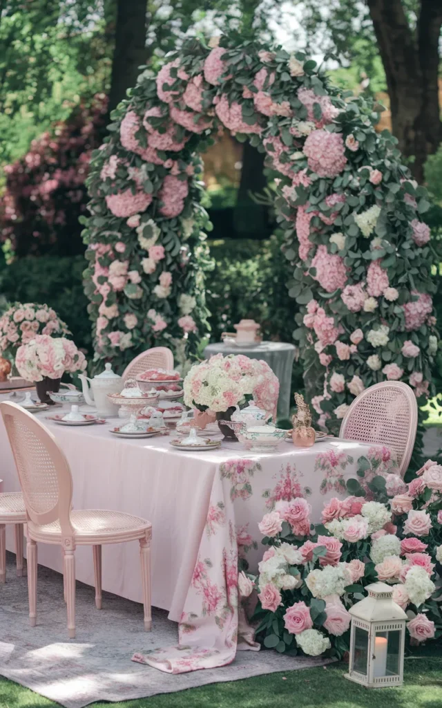 Finish the setup with a statement floral arch 🌸✨