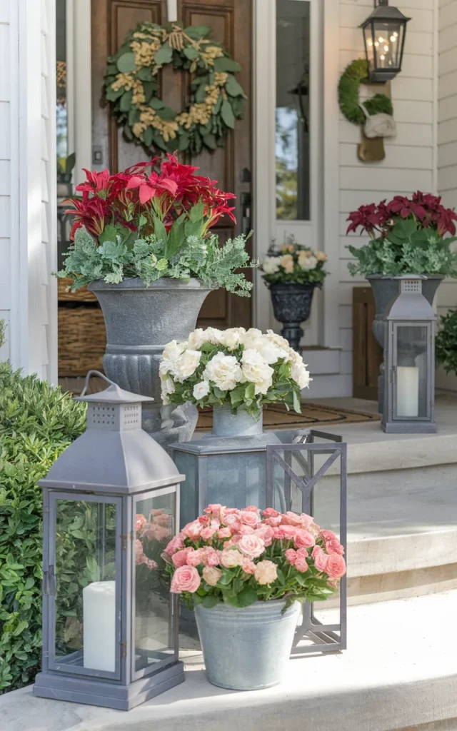 Finish with a layered seasonal entrance display ✨🌷