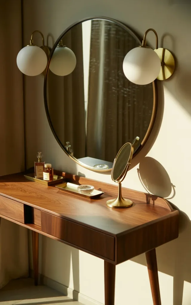 Frame the vanity with globe sconces