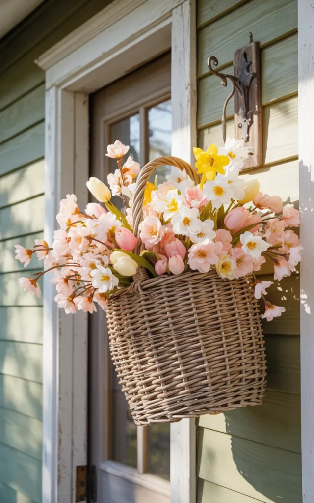 Hang a floral basket on the wall 🌸