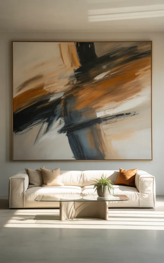 Hang oversized art to create a focal point 🎨