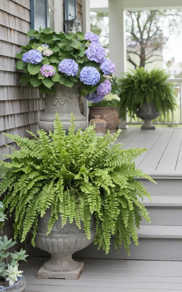 Highlight the porch with potted plants 🪴