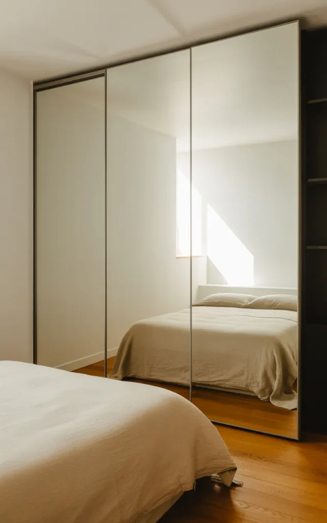 Install a full-height mirrored sliding wardrobe