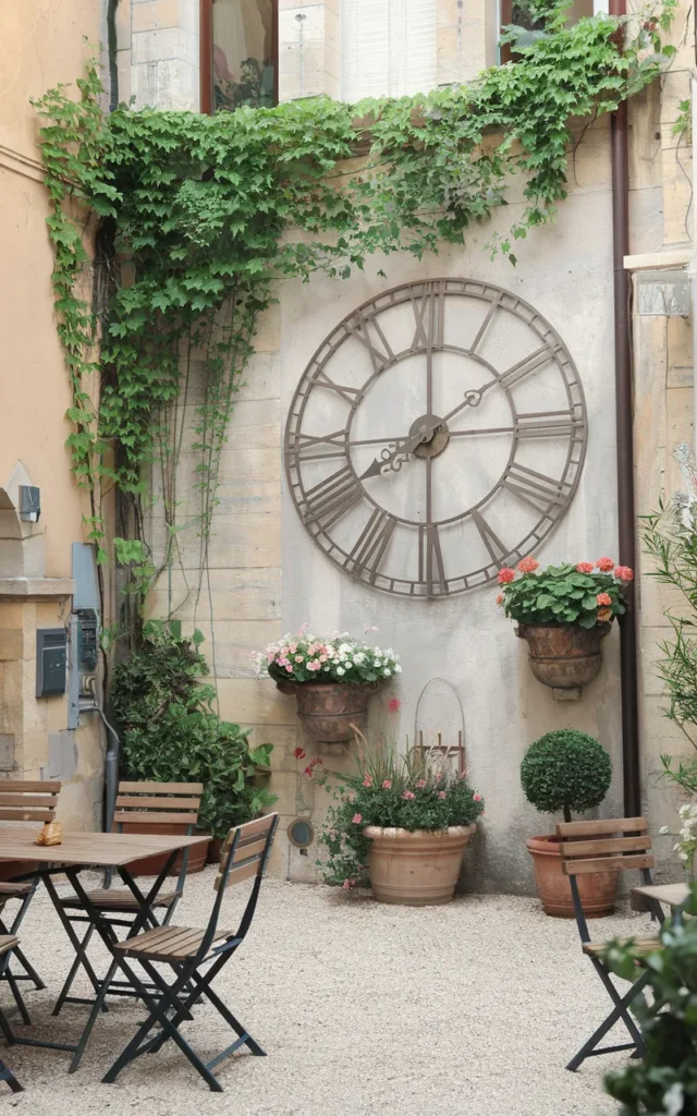 Install a vintage-style clock on an exterior wall 🕰️