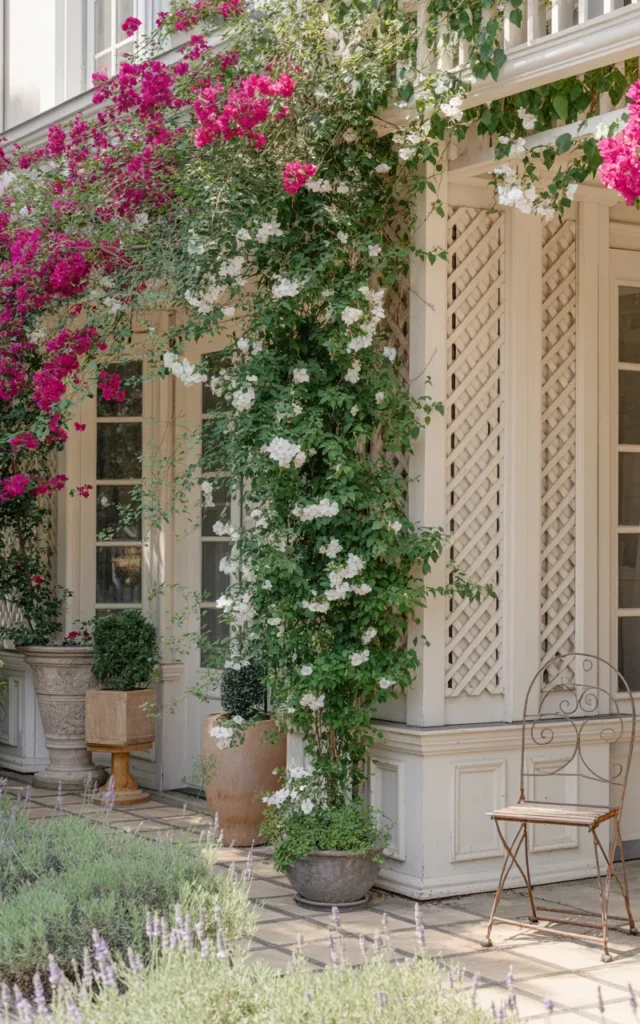 Introduce climbing plants on a trellis 🌿