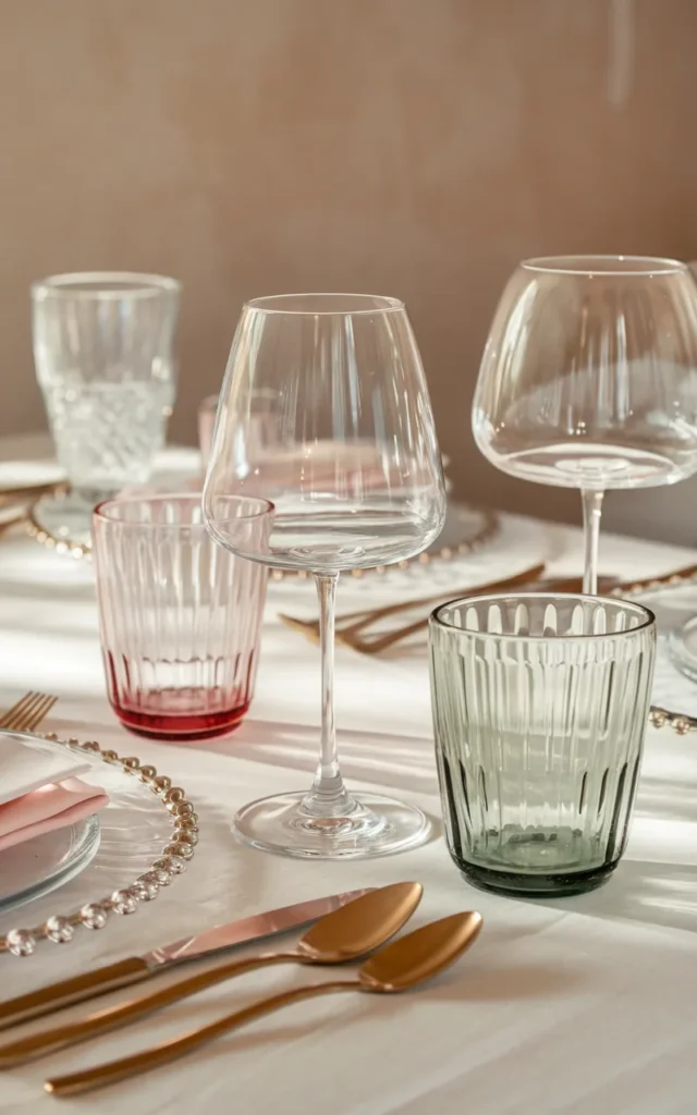 Mix clear glass and colored glassware ✨