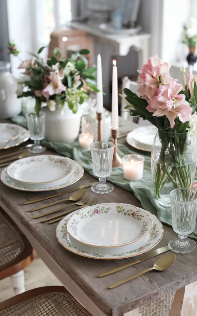 Mix floral china with plain white pieces 🌼