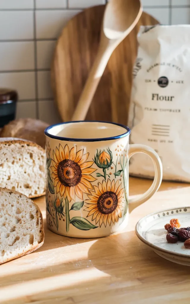 Paint cheerful sunflowers around the mug 🌻