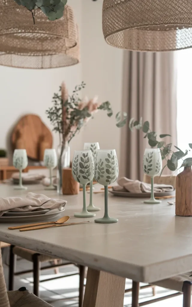 Paint eucalyptus branches for a modern organic look 🌿