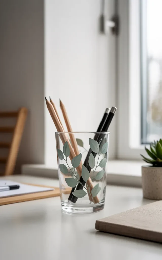 Paint eucalyptus leaves for a calm look 🌿