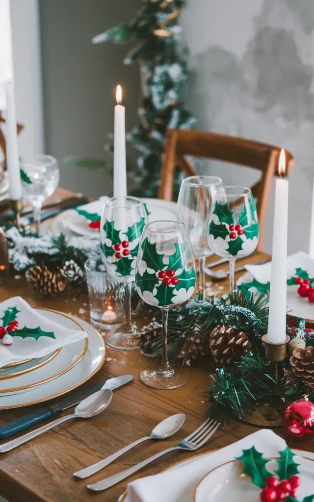 Paint festive holly for holiday charm 🎄