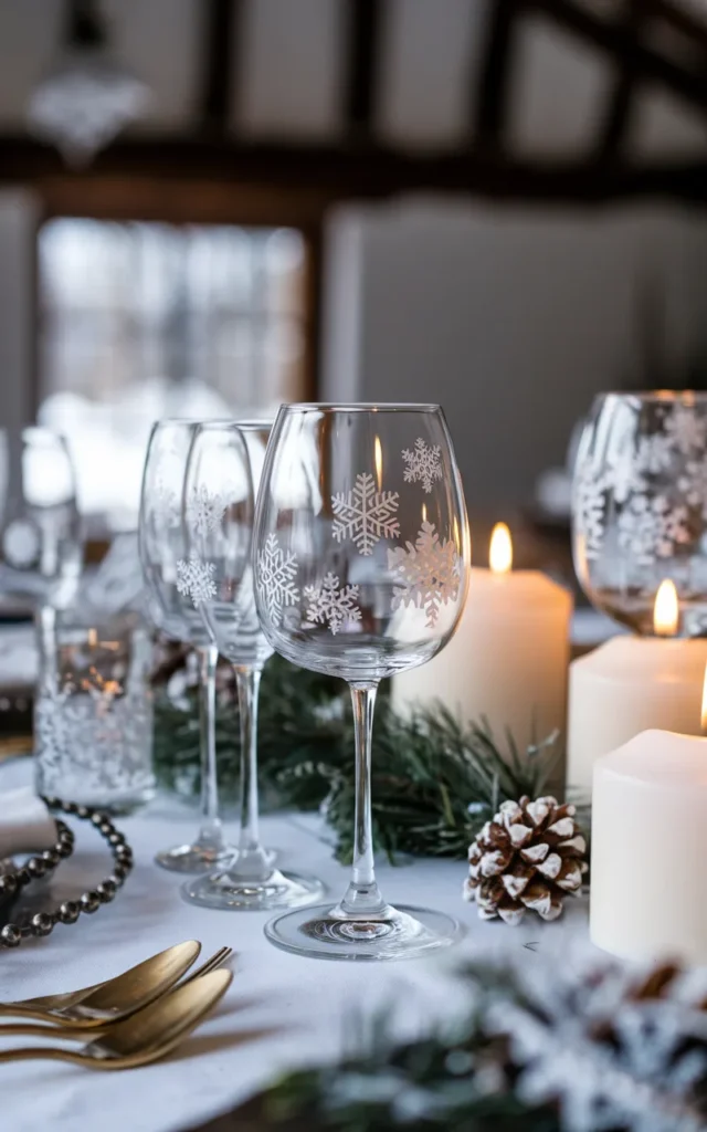 Paint snowflake motifs for winter elegance ❄️