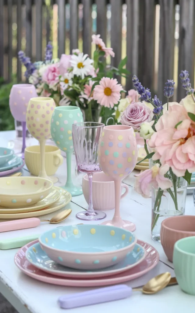 Paint soft pastel polka dots 🌸