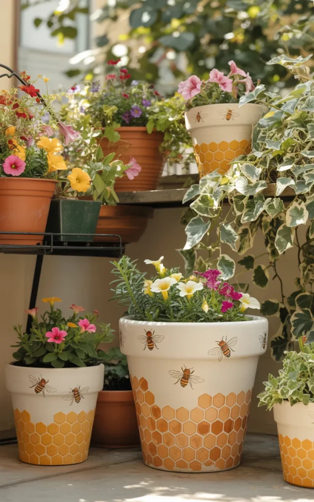 Paint tiny bees and honeycombs 🐝