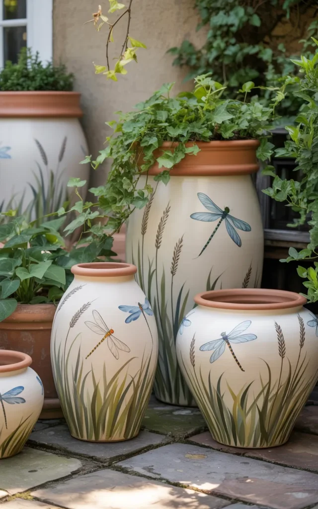 Paint tiny dragonflies and reeds 🪷