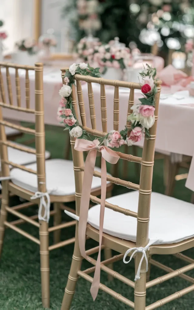 Place mini flower crowns on guest chairs 🌸