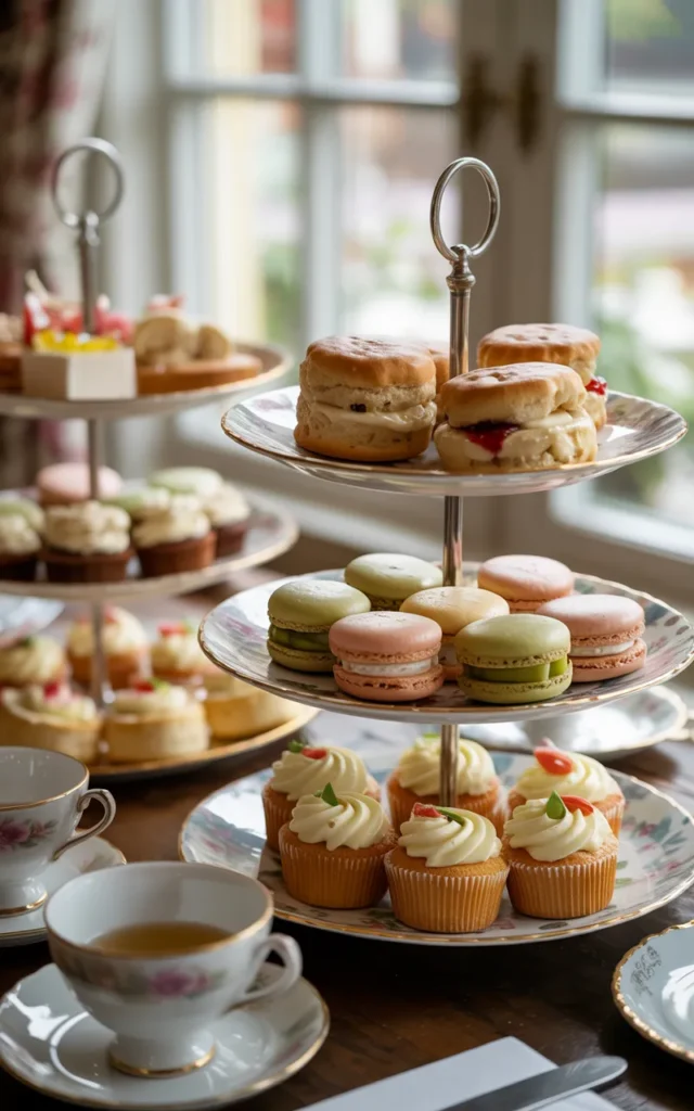 Place tiered dessert stands on display 🍰