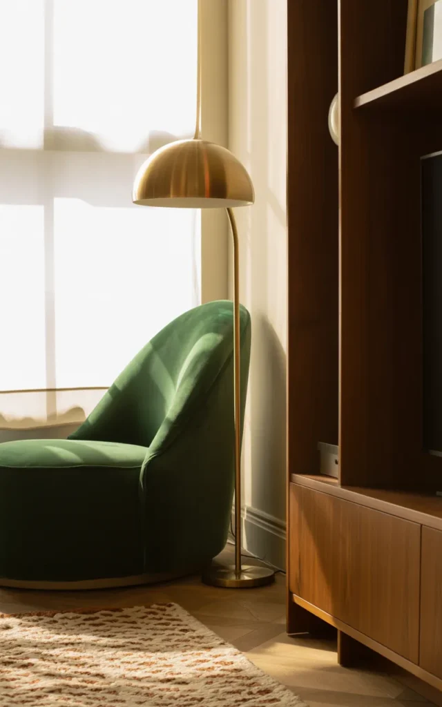 Position a dome floor lamp in an empty corner