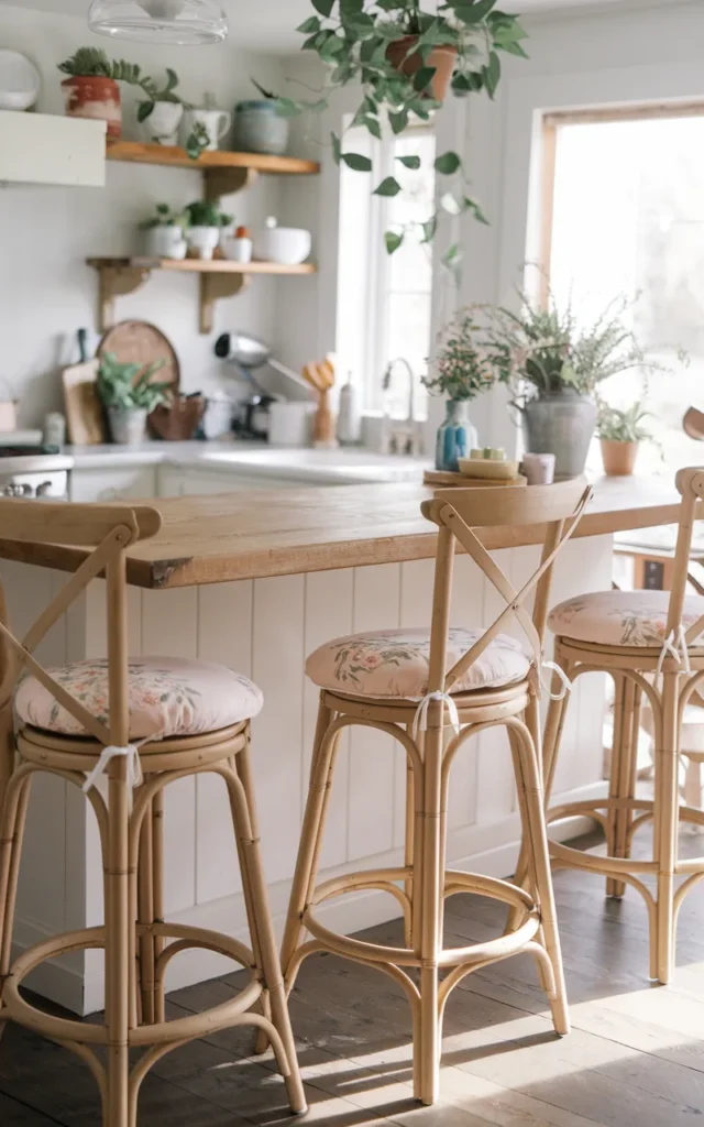 Refresh bar stools with soft cushions 🌿