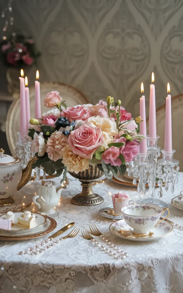 Scatter pearls or faux gems along the table ✨