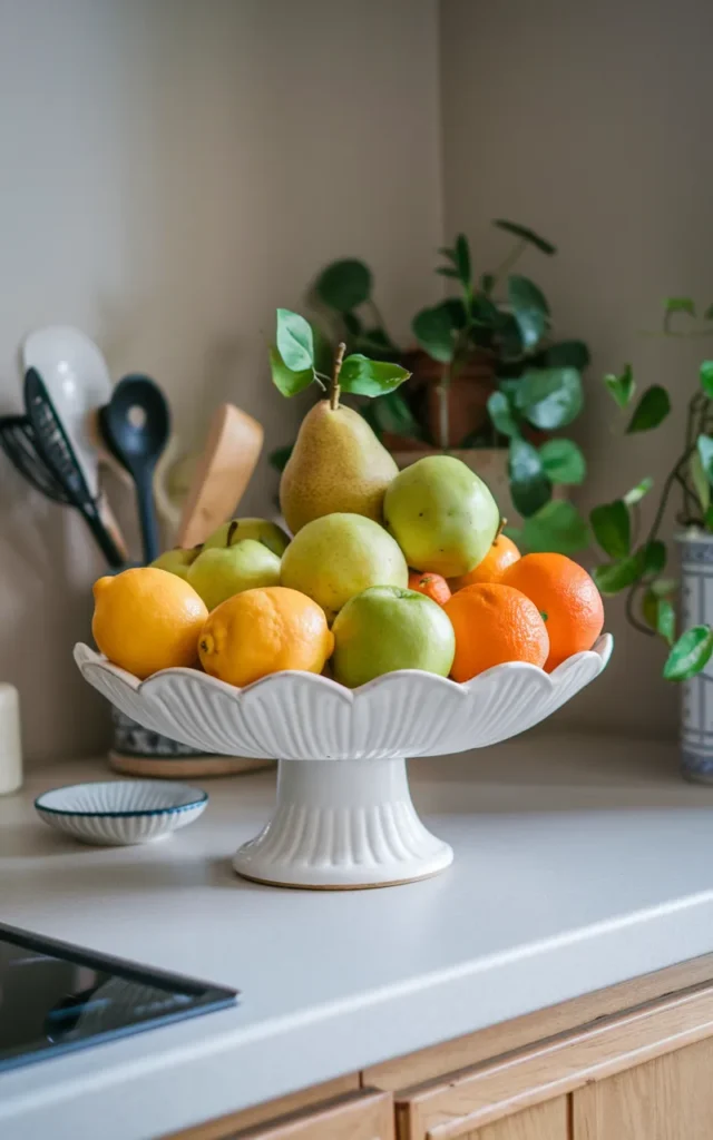 Style a fruit bowl with spring colors 🍋