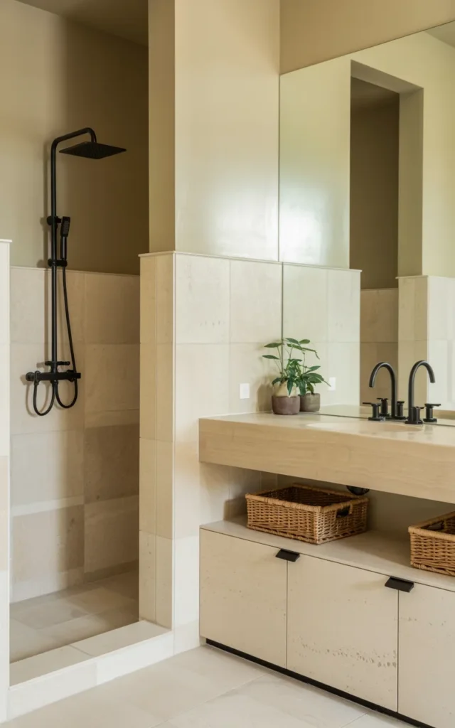 Use Matte Black Fixtures for Contrast