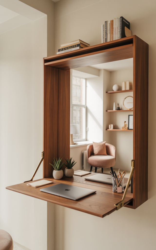 Use a fold-down desk for flexibility