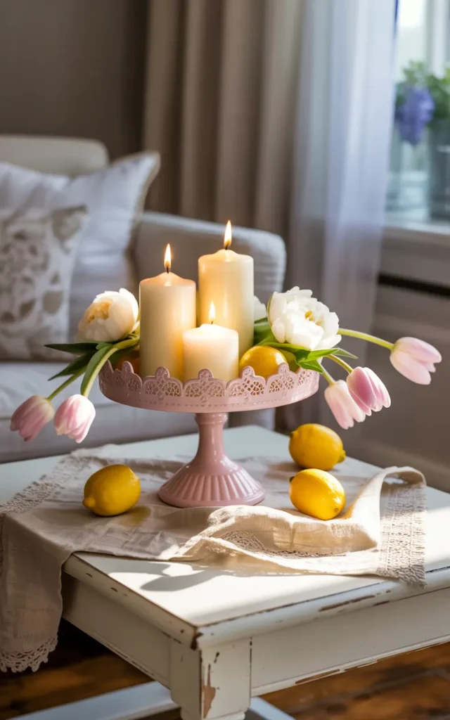 Use a pastel cake stand as decor 🎂