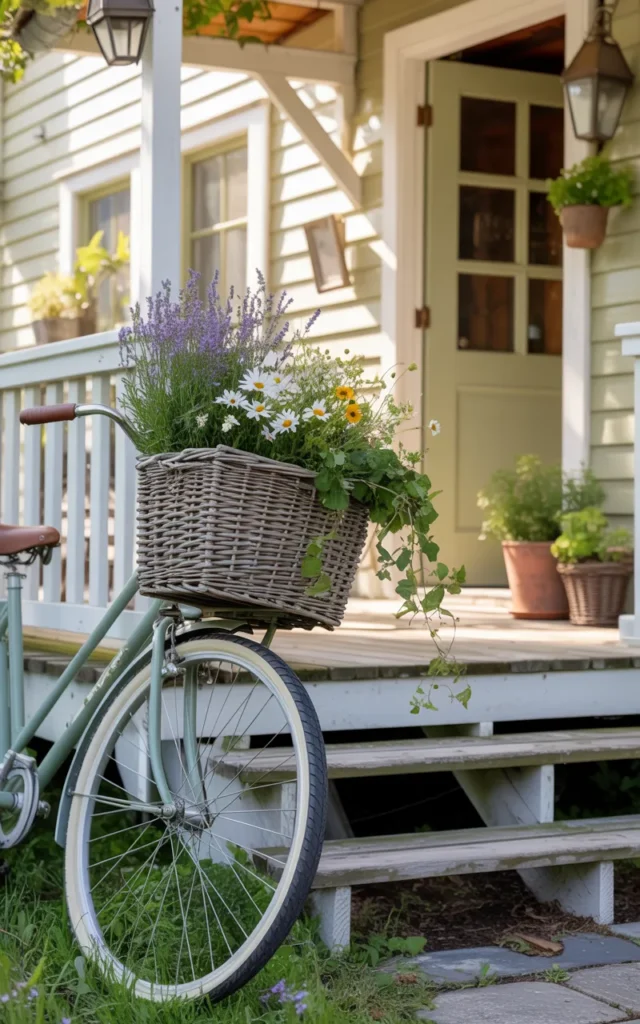 Use a vintage bicycle with flower baskets 🚲🌸