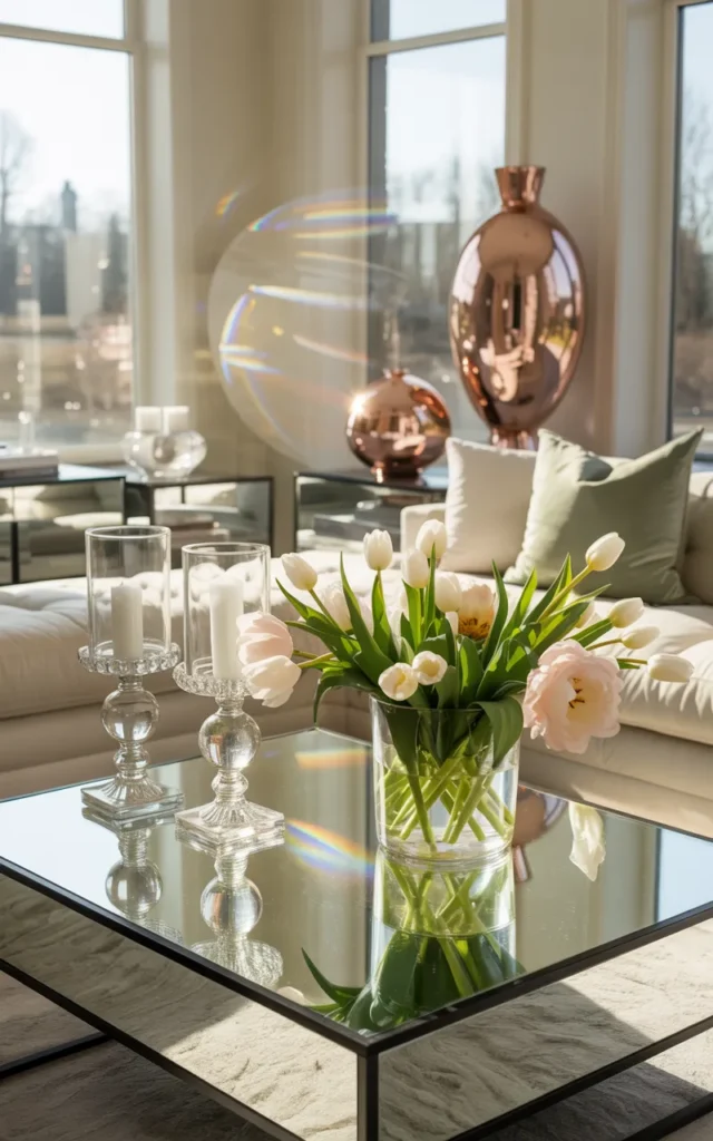 Use glass and reflective decor ✨