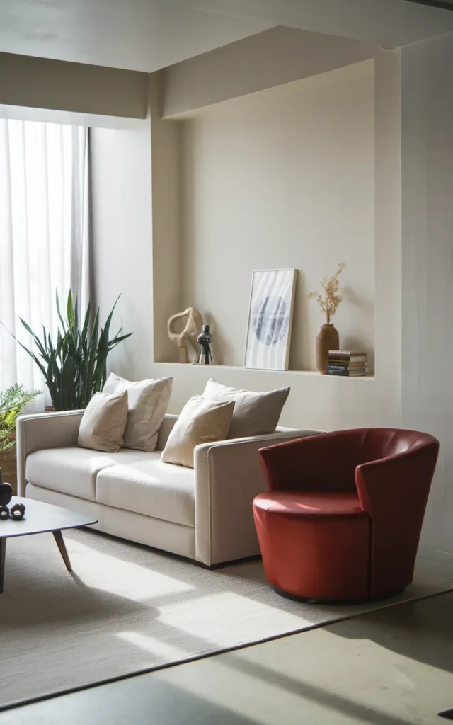 Add a bold accent chair for contrast