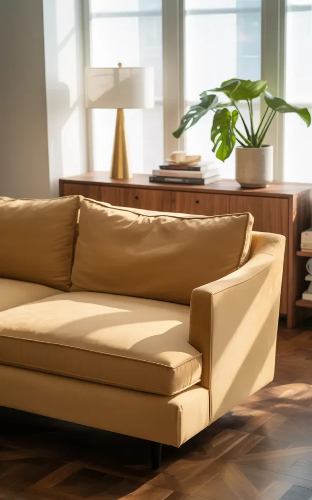 Add a console table behind the sofa