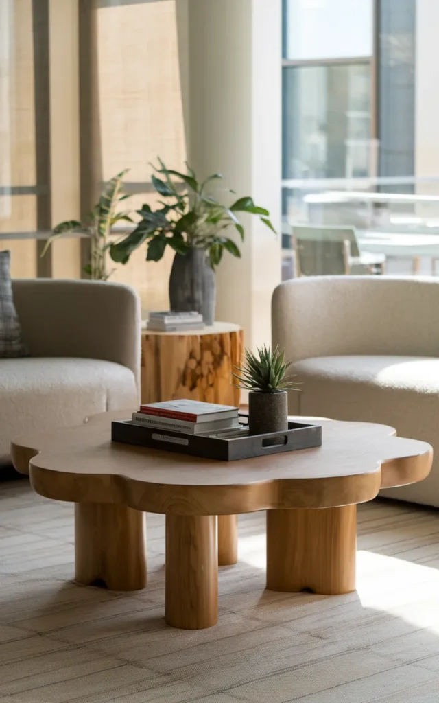Add a statement coffee table that anchors the room