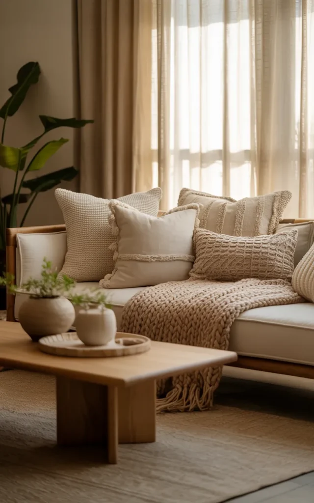 Add texture through cushions and throws