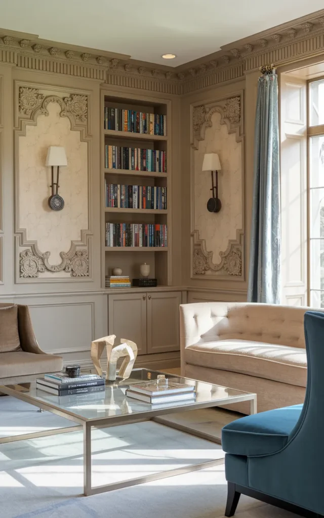 Create a layered wall with panels or molding