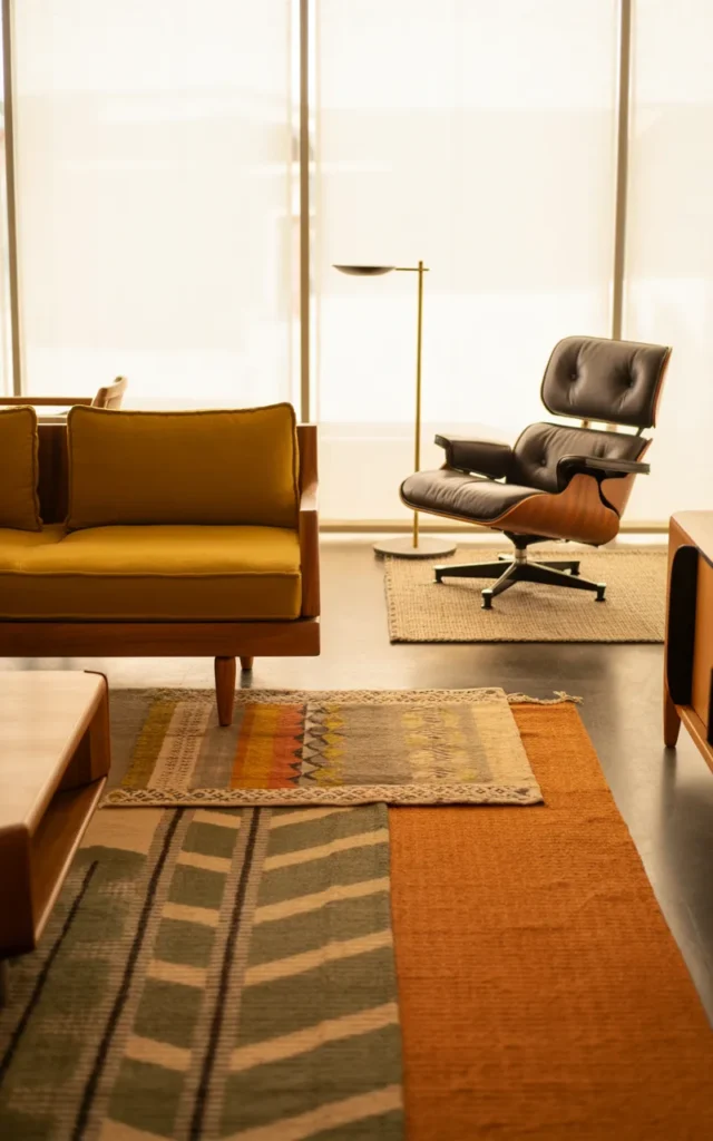 Define zones using rugs and furniture placement