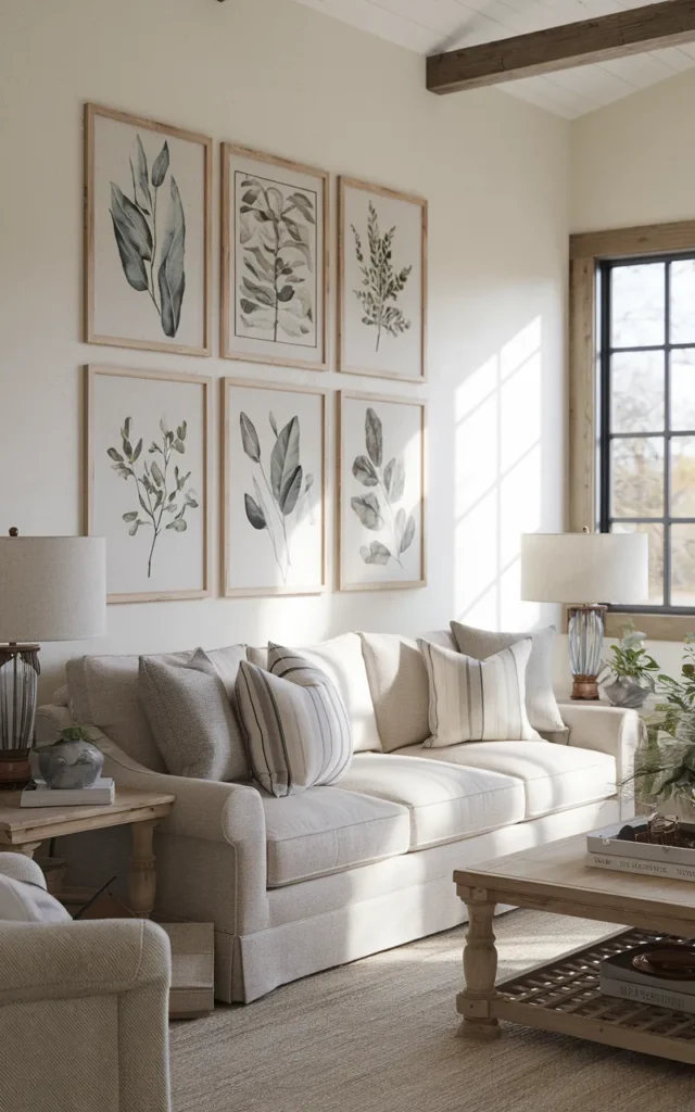 Display simple botanical or nature-inspired art