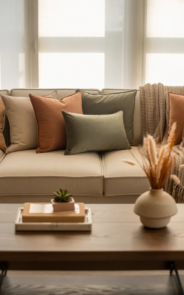 Go for a neutral sofa and build around it