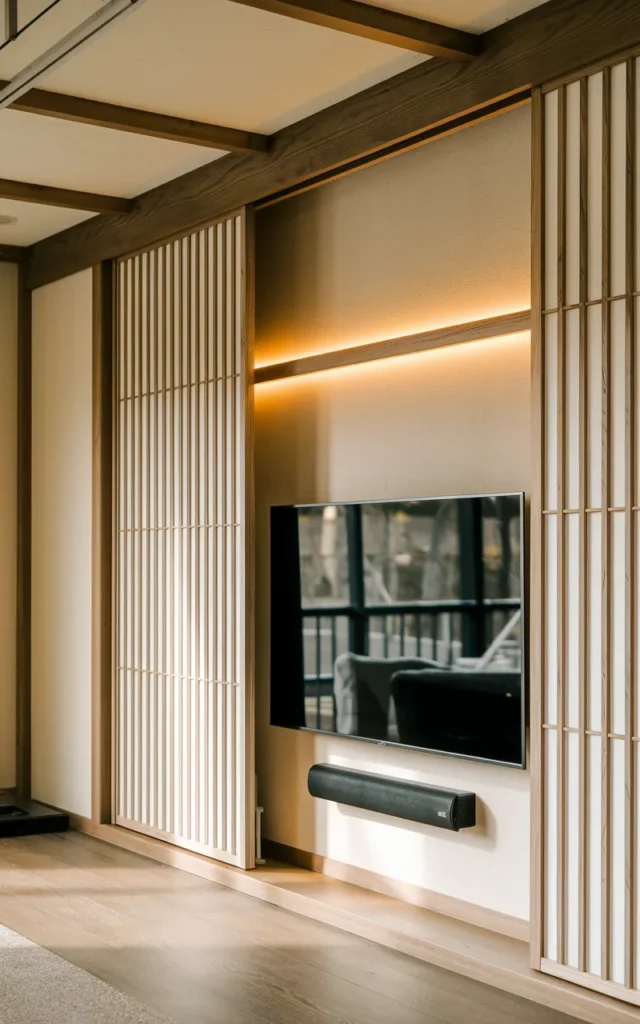 Hide the TV behind sliding panels