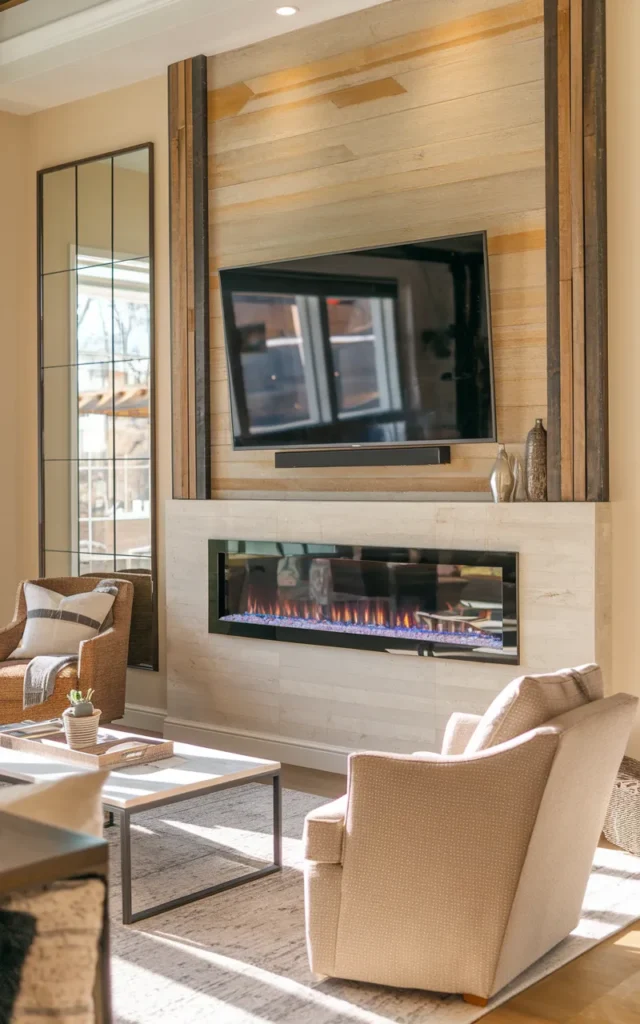 Incorporate a fireplace under the TV