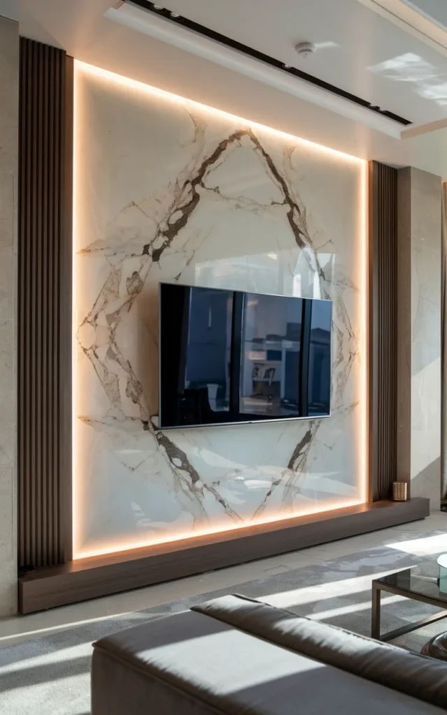 Install a backlit stone or marble slab