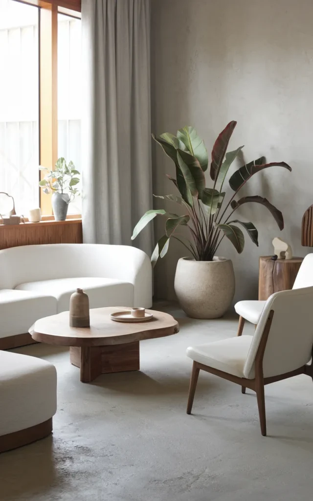 Introduce plants for a soft, organic touch 🌿