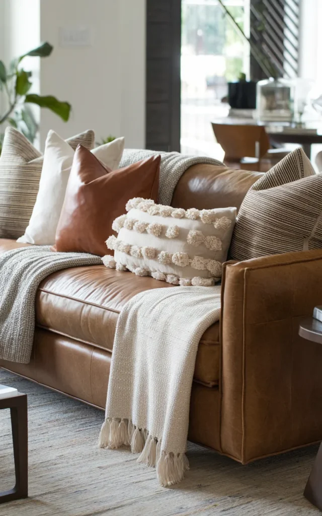 Layer textures on and around your sofa
