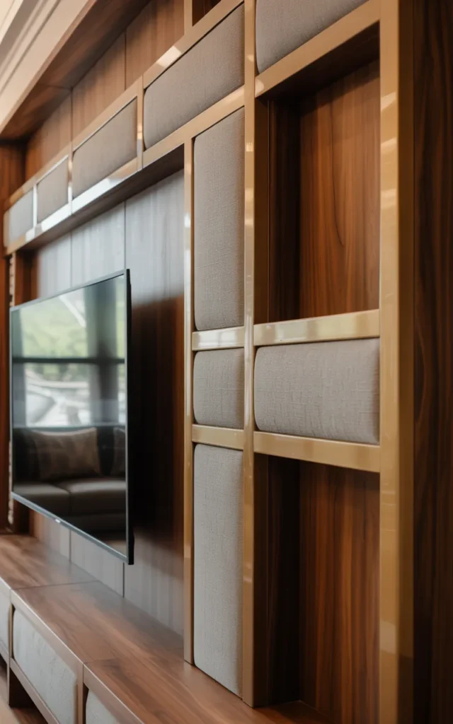 Layer textures with wood, metal, and fabric panels