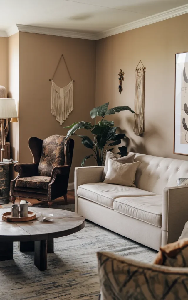 Mix sofa styles for a relaxed look