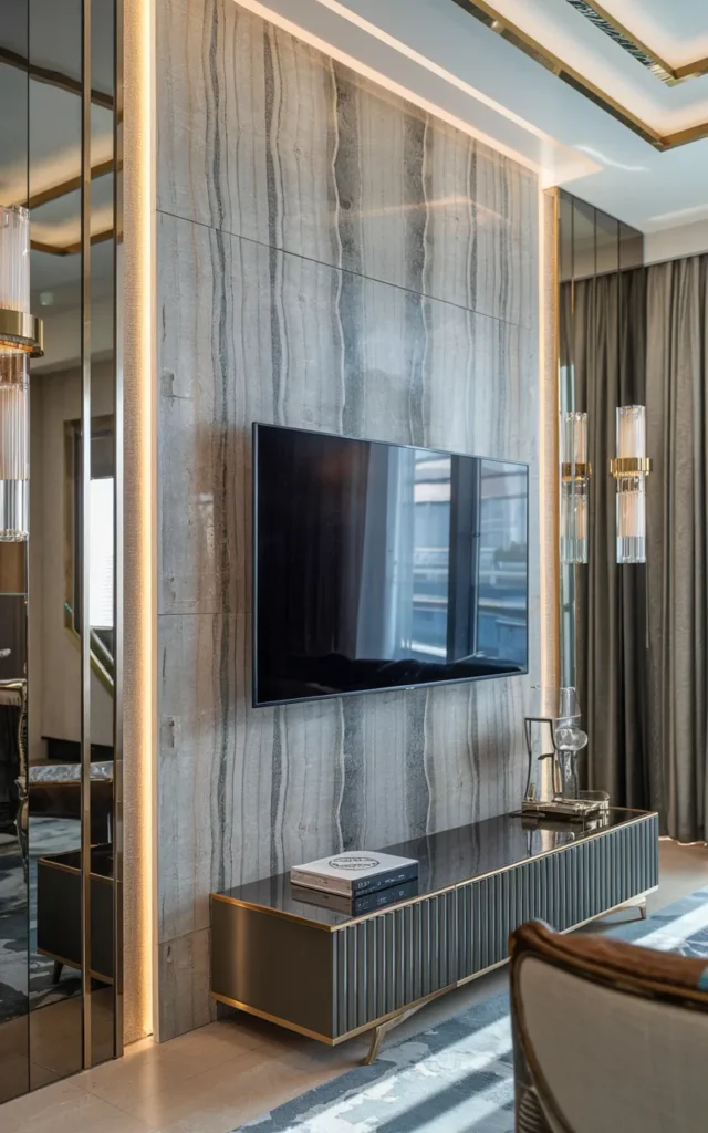 Mount the TV on a stone accent wall