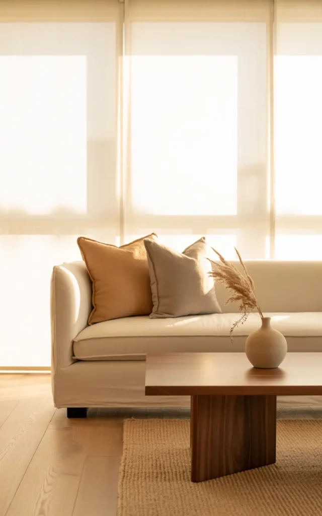 Start with a soft neutral sofa as your anchor