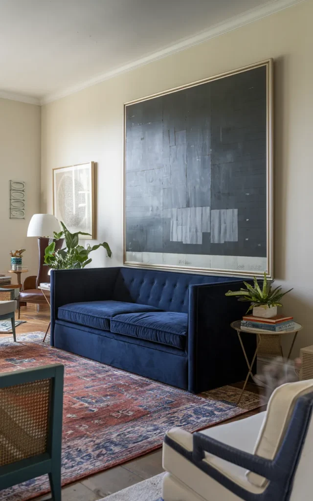 Try a bold-colored sofa for impact